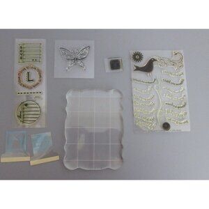 Lot of Clear Acrylic Stamp Block Recollections & Poly Clear Photopolymer Stamps